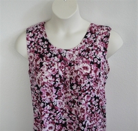 Image Sara Shirt - Pink Floral on Black Floral Rayon Knit