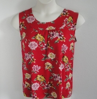 Image Sara Shirt - Red/Yellow Floral Rayon Knit