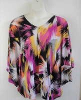 Image Kiley Side Opening Shirt - Pink/Yellow Burst Geometric Poly Jersey